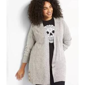 Lane Bryant Women's Gray Plus Size Open Front Cozy Cardigan Size 26/28